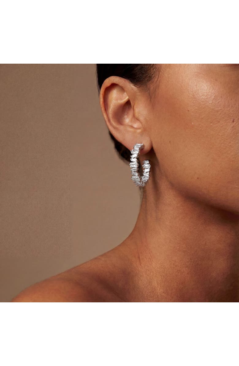 Ora Ana The Clarity Hoop Earrings, Alternate, color, Silver/White Cz