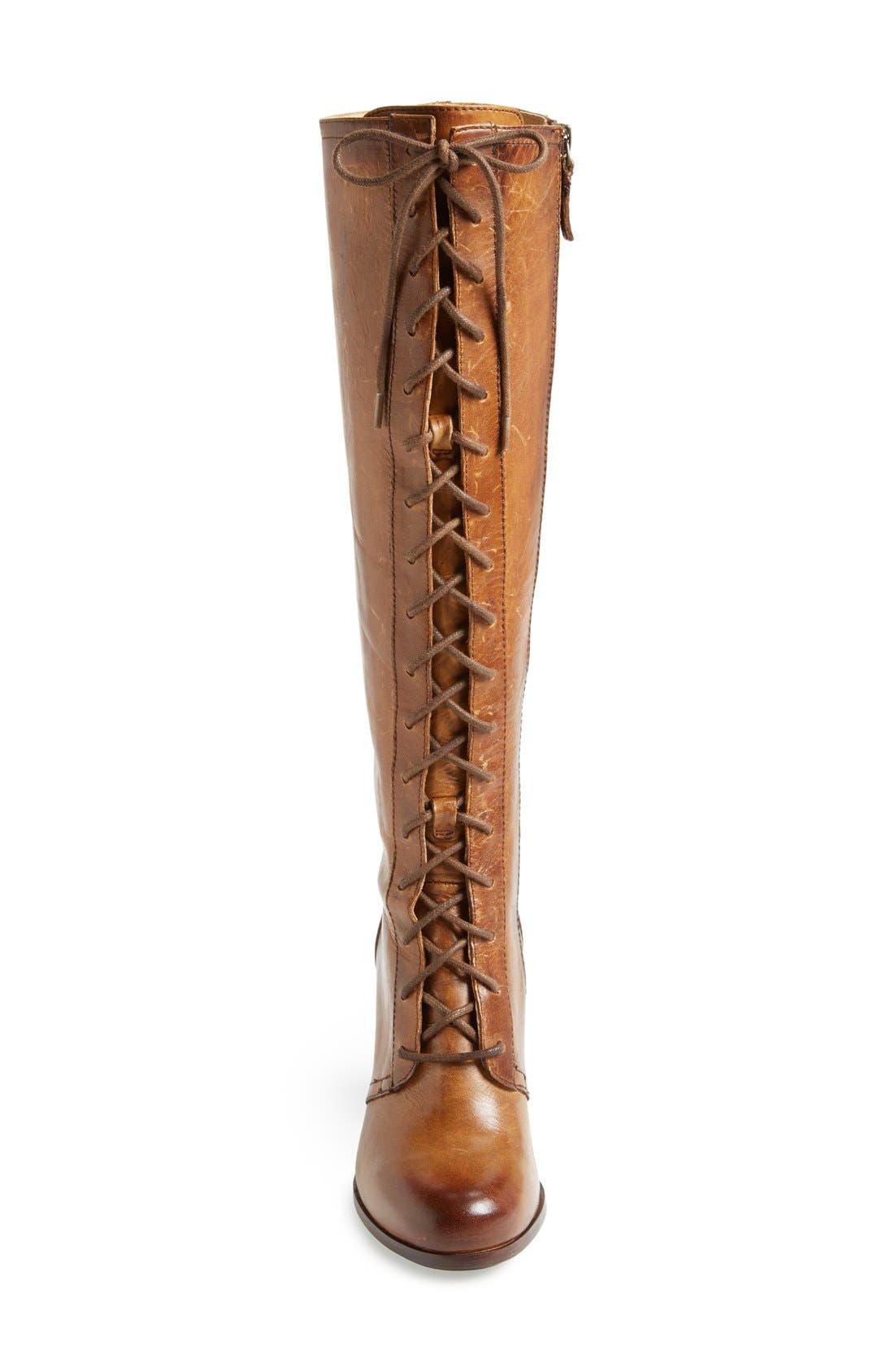 'Parker' Lace-Up Tall Boot, Alternate, color, TAN