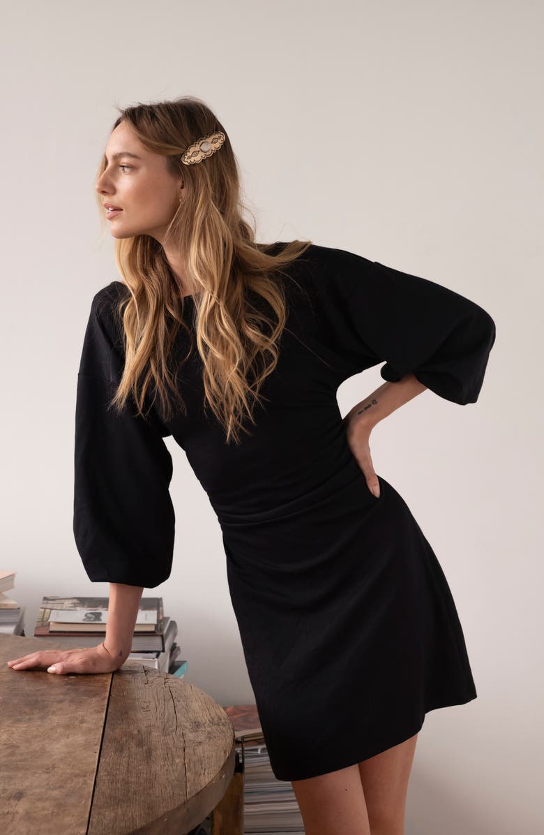 Free People Biana Long Sleeve Lace-Up Back Minidress, Alternate, color,