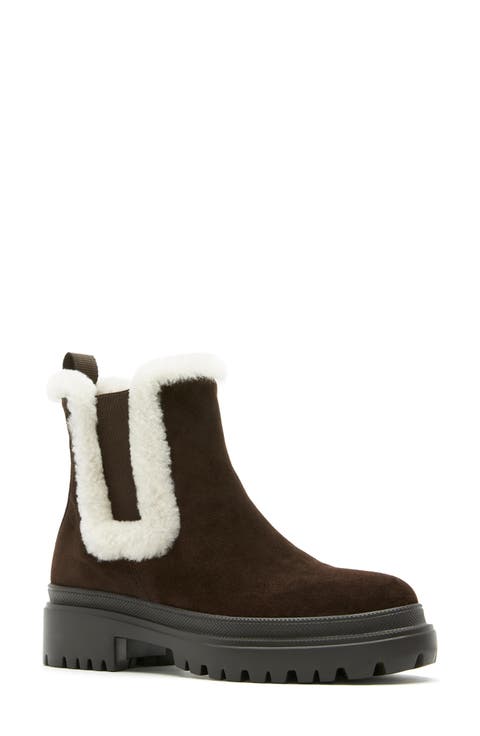 Lioness Waterproof Chelsea Boot with Genuine Shearling Trim