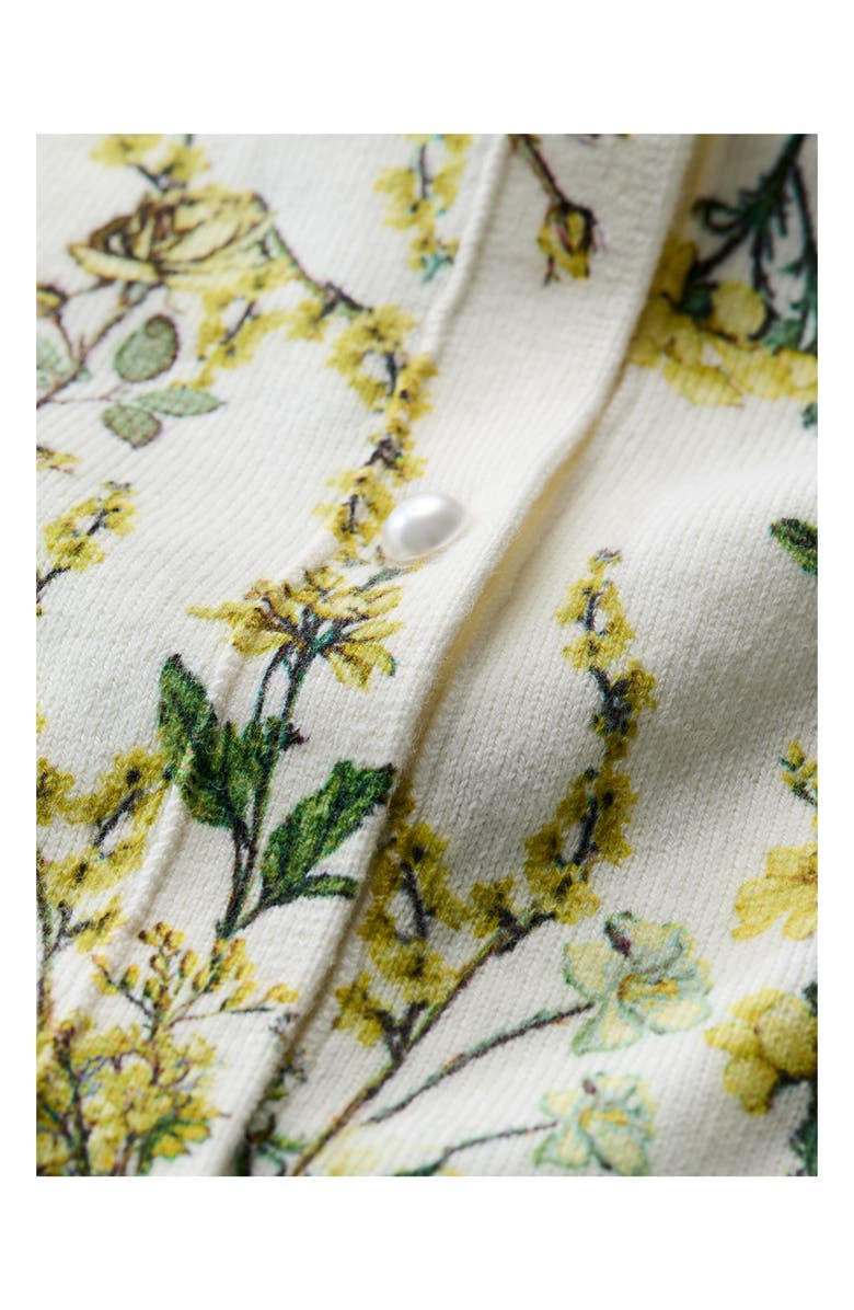 Alice + Olivia Carson Floral Cotton Blend Cardigan with Removable Collar, Alternate, color, Fresh Air Butter
