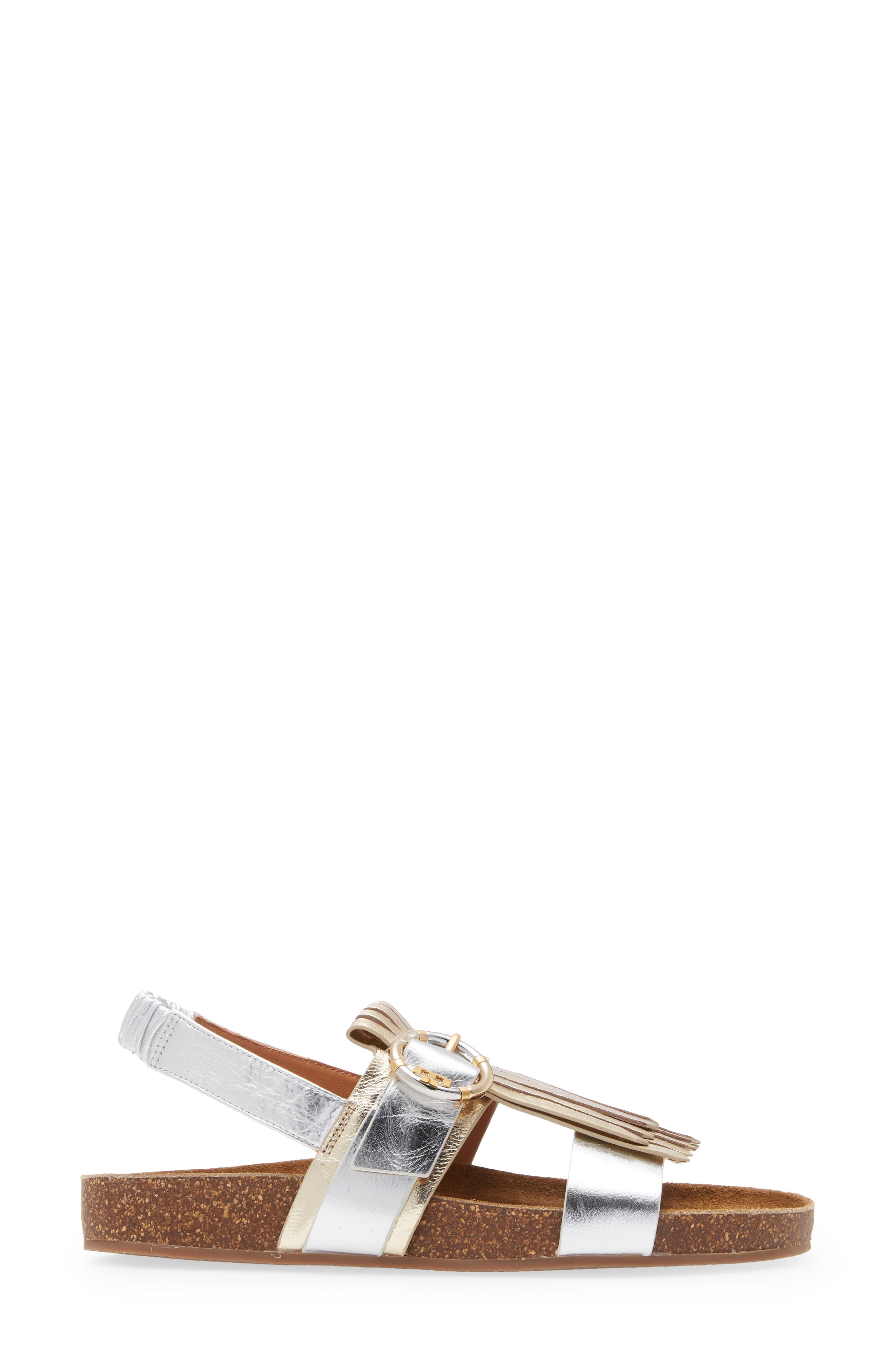 Tory Burch Logo Kiltie Sandal, Alternate, color, 