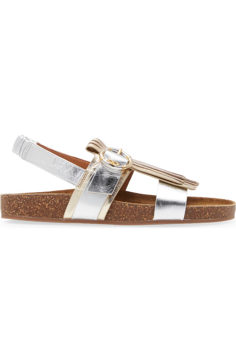 Tory Burch Logo Kiltie Sandal, Alternate, color,