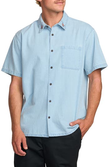 Billabong Occy Short Sleeve Button-up Shirt In Blue