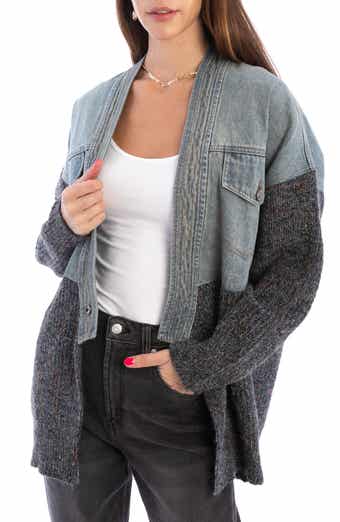 SAACHI Mixed Media Denim Cardigan