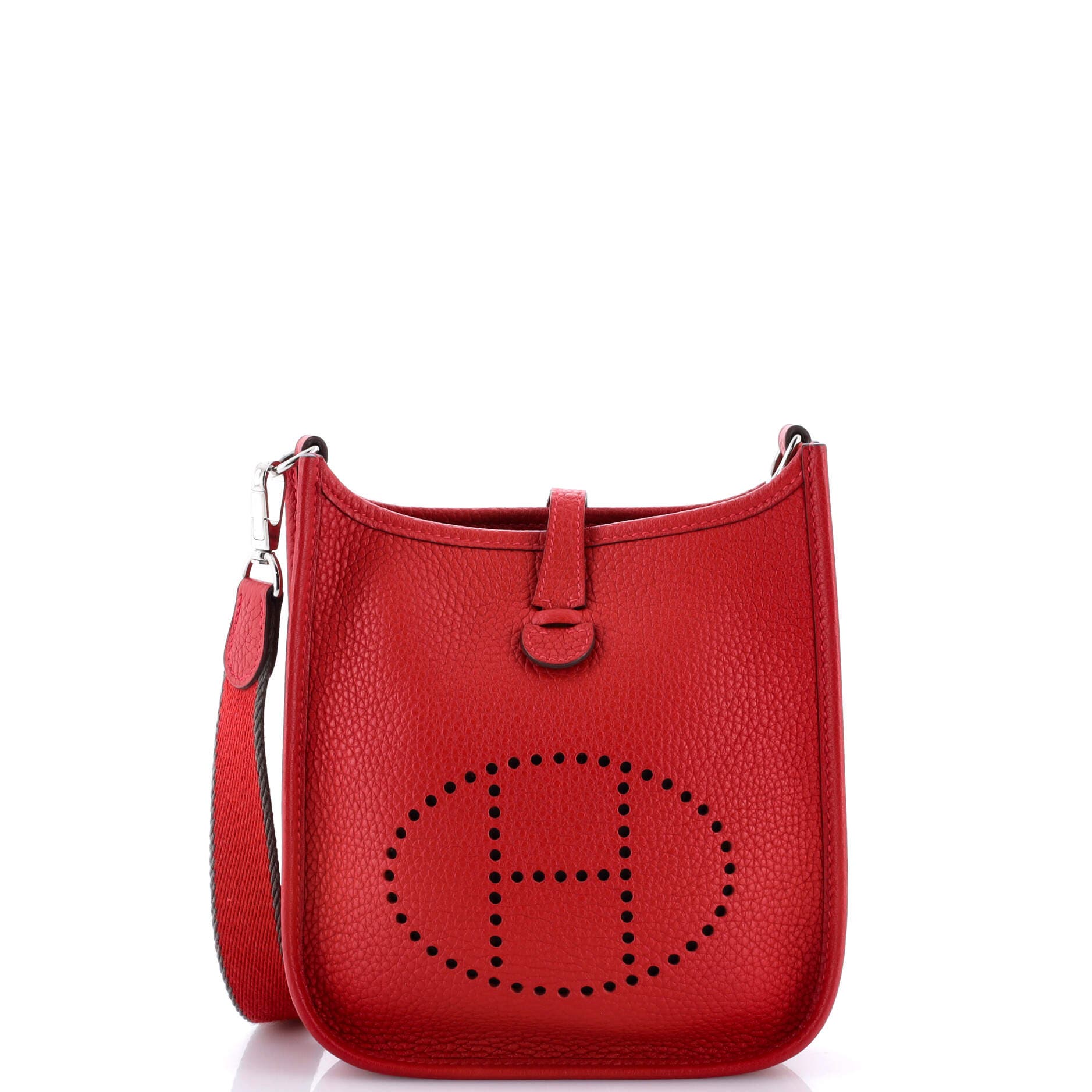 Pre-Owned Hermes Evelyne Bag Gen III Clemence TPM, Main, color, Rouge Casaque