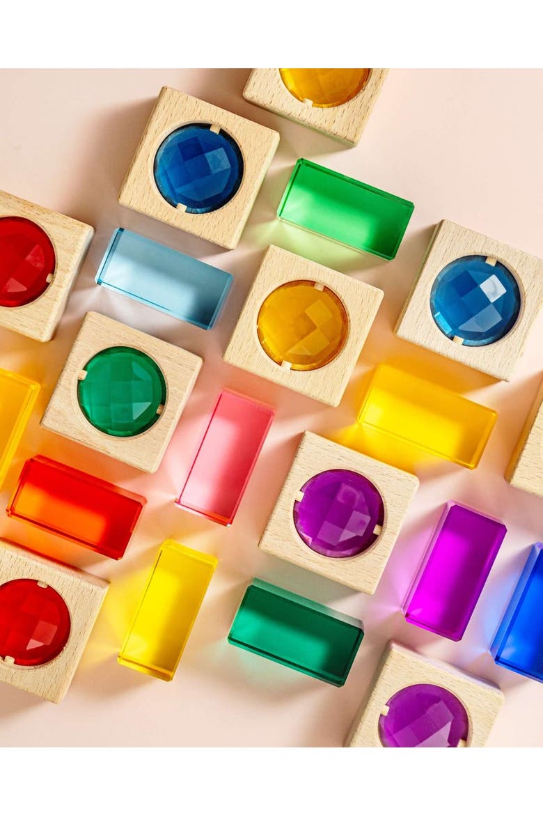 James Rainbow Wood & Acrylic Sensory Block Set - 20 Pieces, Alternate, color, Rainbow