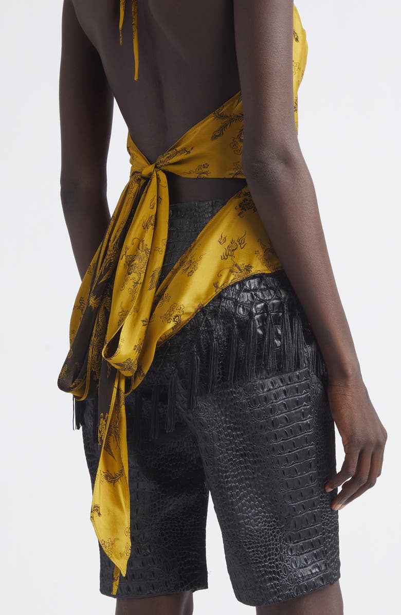 KIM SHUI Bella Fringe Silk Brocade Halter Top, Alternate, color, 