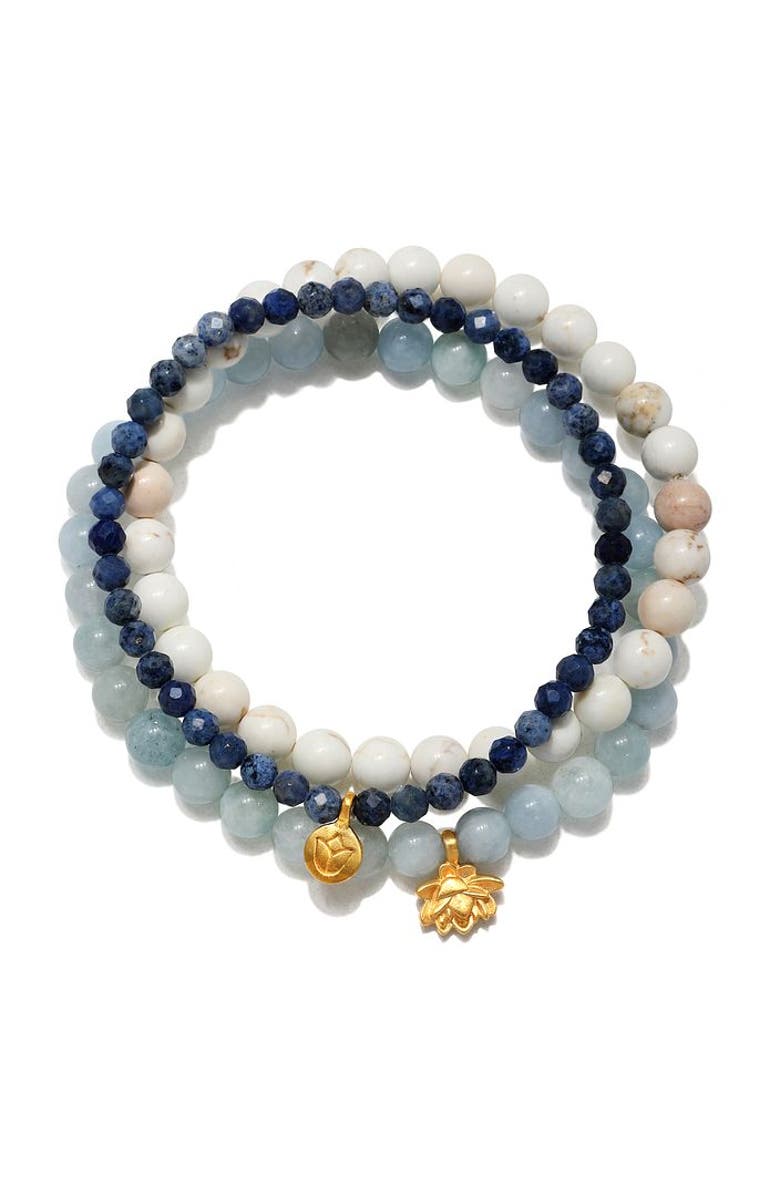 Satya Jewelry Manifest Positivity Gemstone Bracelet Set, Main, color, Multicolor