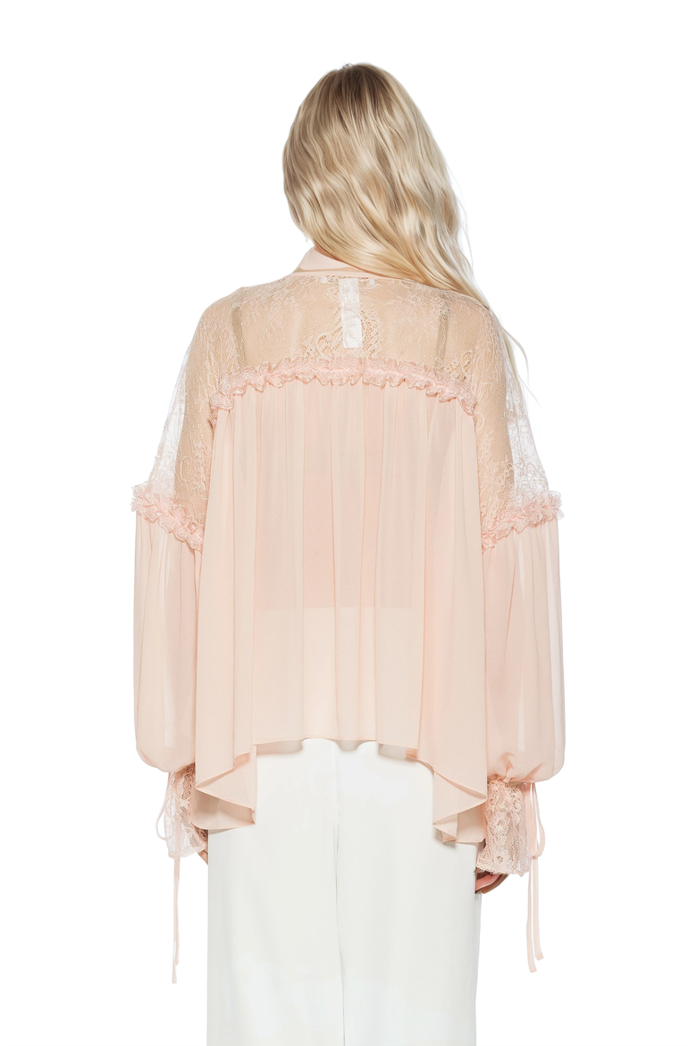 Indigo Lace Cotton Blouse, Alternate, color, Pink