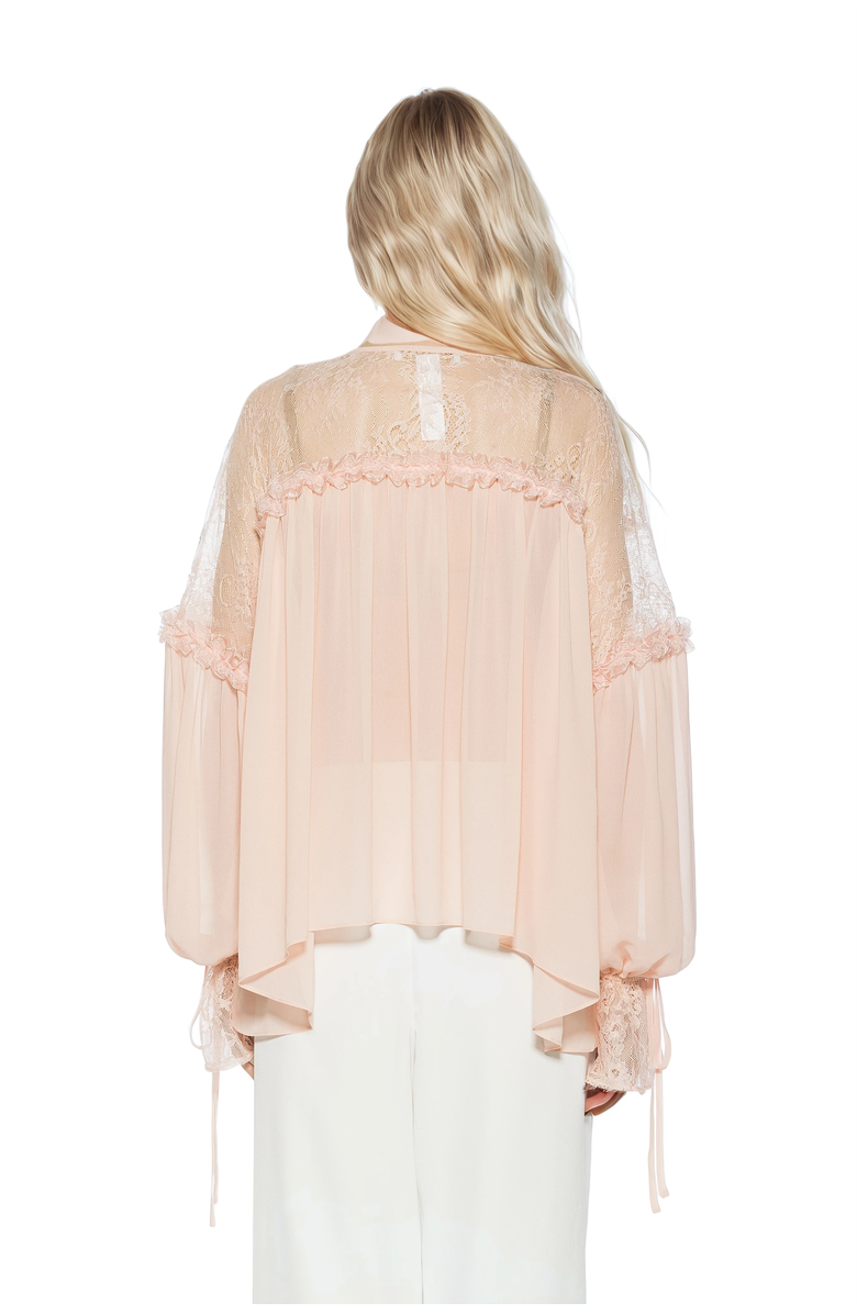 Alexia Admor Indigo Lace Cotton Blouse, Alternate, color, Pink