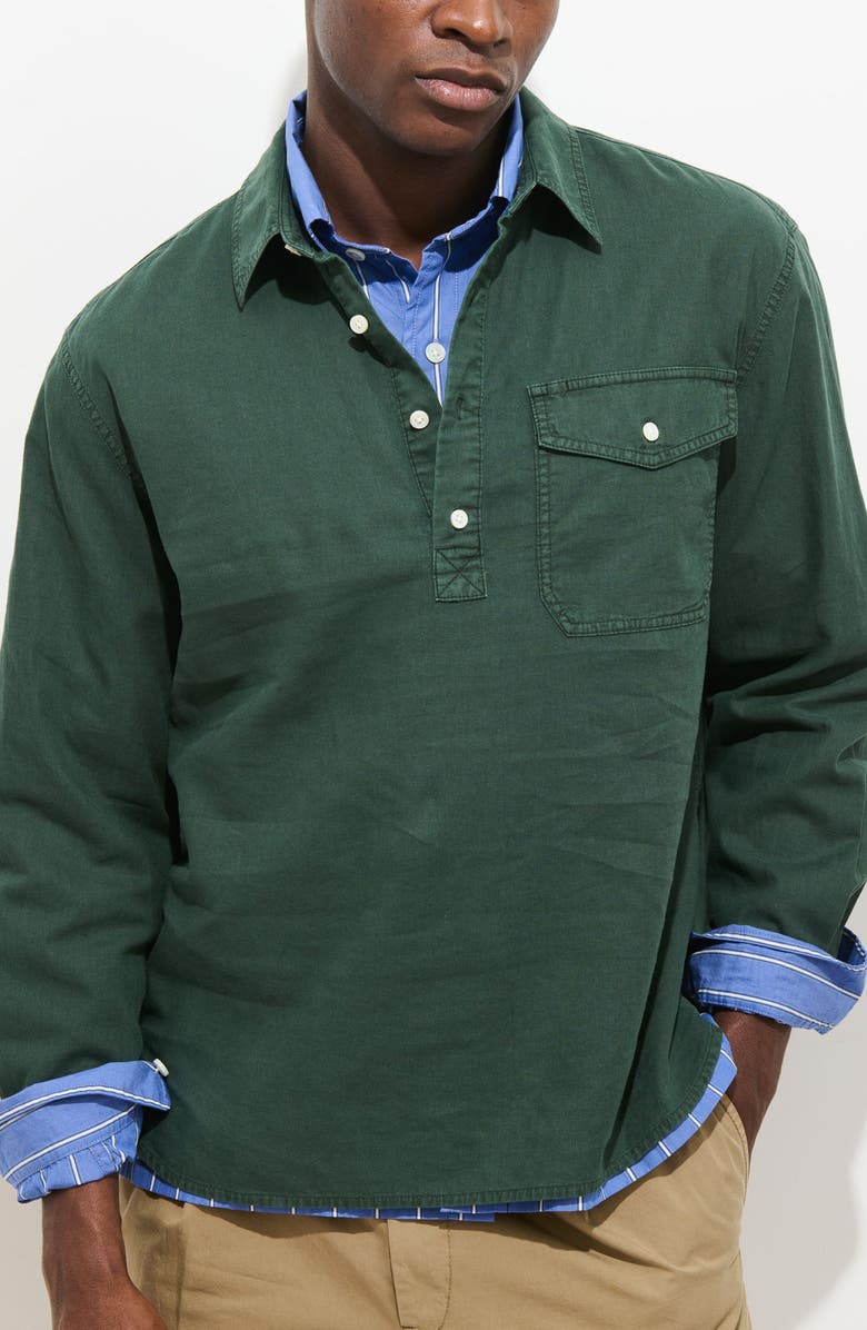 Alex Mill Carter Linen & Cotton Popover Shirt, Main, color, Pine Grove