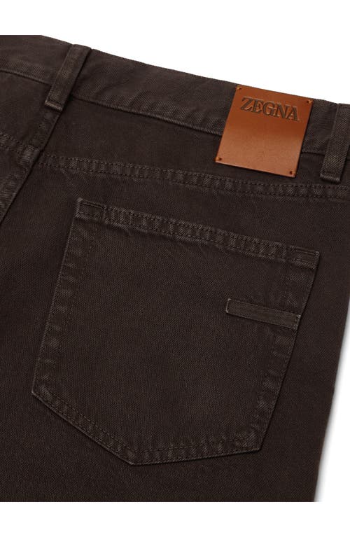 Shop Zegna City Fit Nonstretch Denim Jeans In Dark Brown