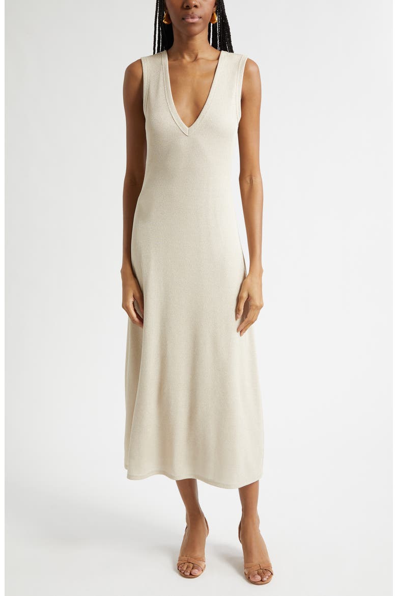 Greta Metallic Rib Dress, Main, color, GOLD
