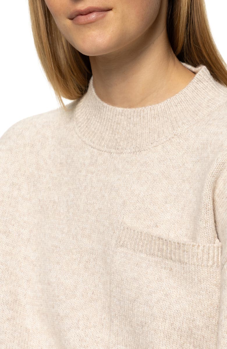 Sanctuary Chest Pocket Crewneck Sweater, Alternate, color, Heather Pearl