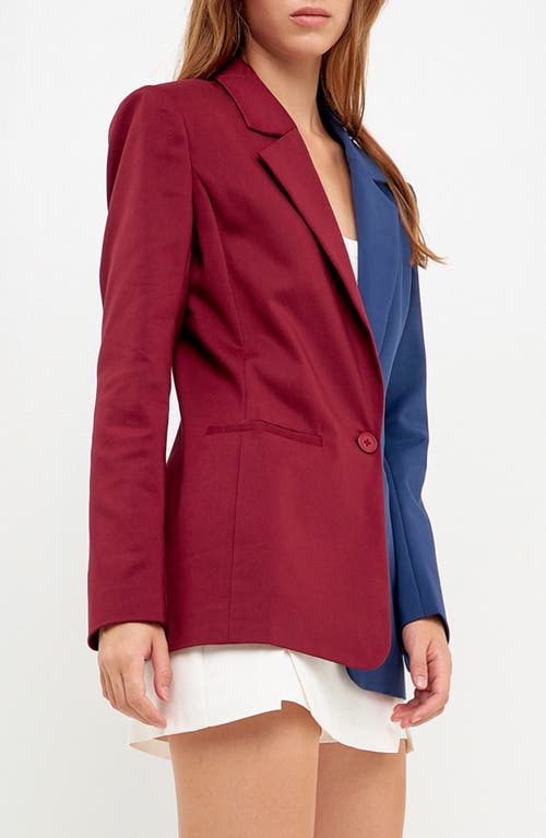English Factory Colorblock Boyfriend Blazer In Wine/navy