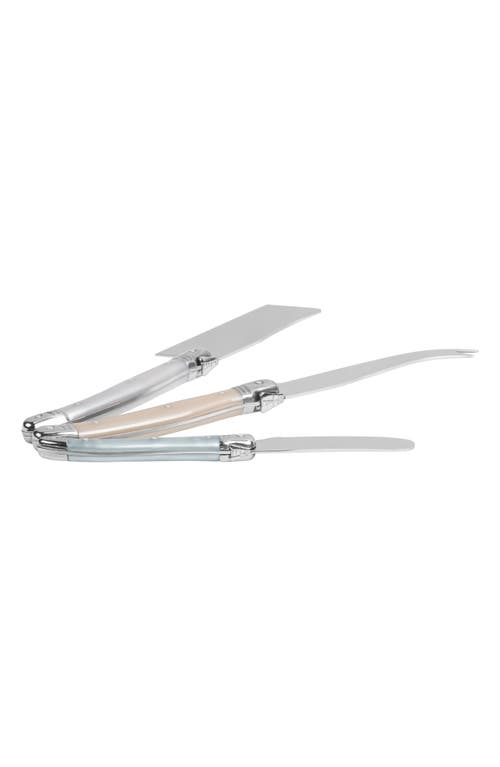 French Home 3-piece Faux Mother-of-pearl Assorted Cheese Knives In Silver Multi