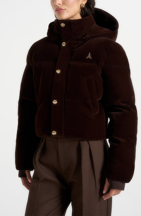 Maeva Velvet Cropped Puffer Jacket