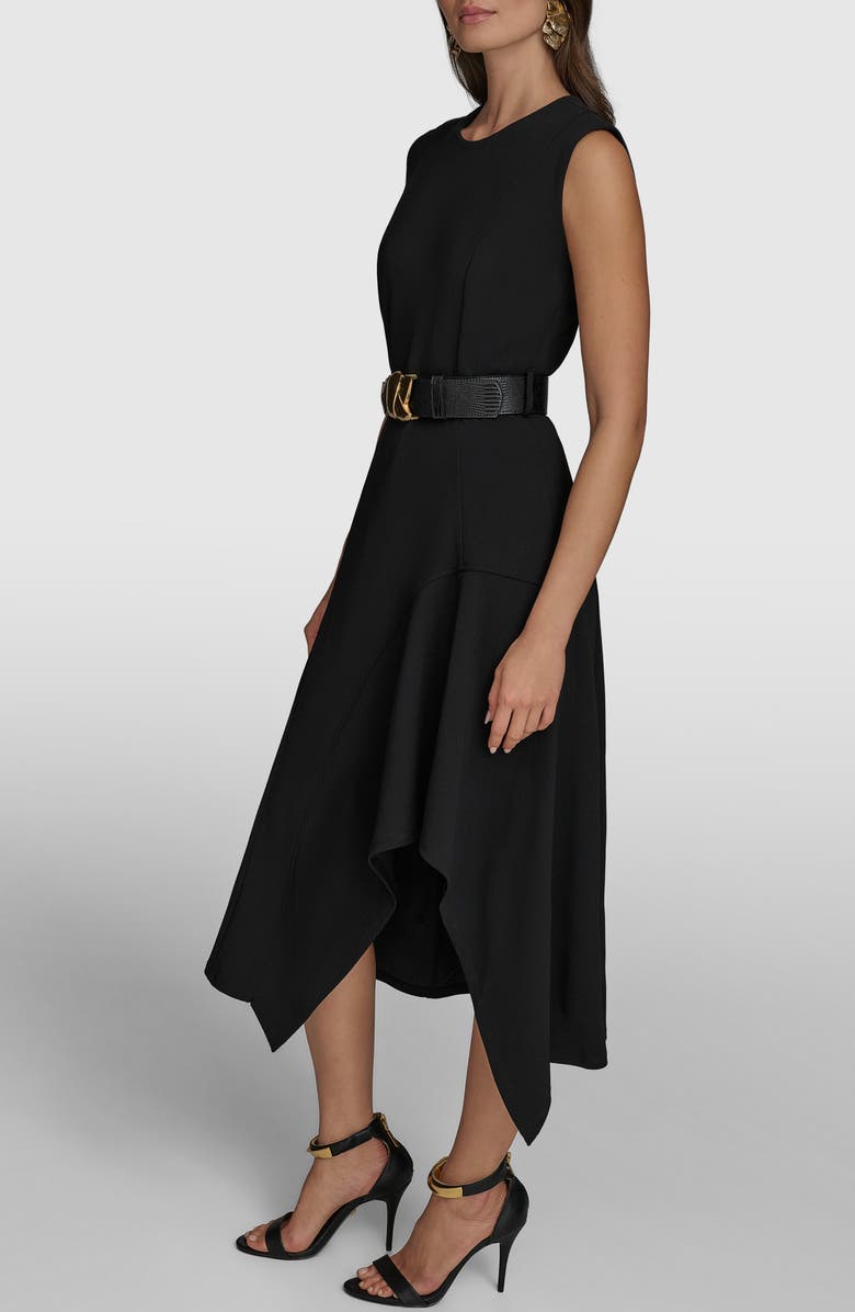 Donna Karan New York Belted Handkerchief Hem Midi Dress, Alternate, color, 