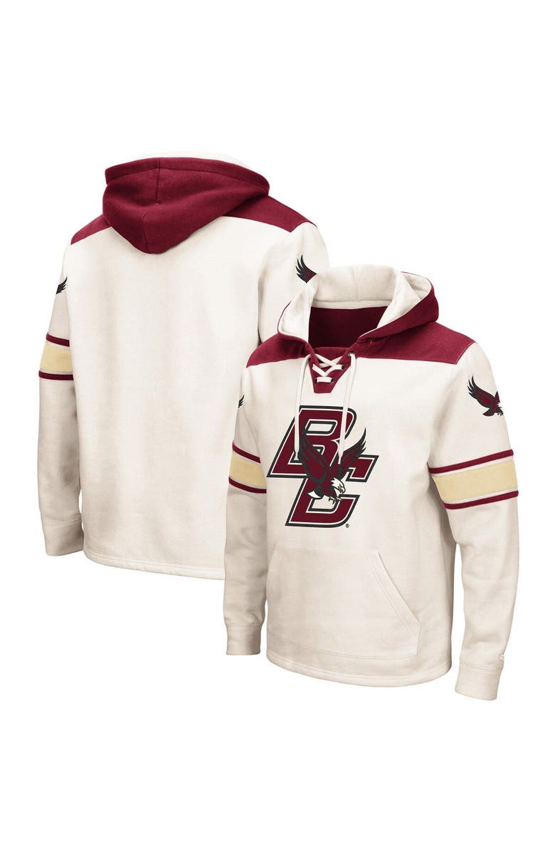 COLOSSEUM Men's Colosseum Cream Boston College Eagles 2.0 Lace-Up Pullover Hoodie, Main, color, Cream