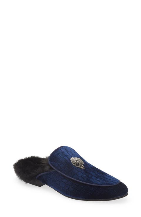 Hugh Velvet & Faux Fur Loafer Mule (Men)