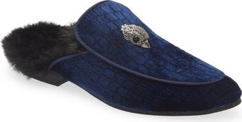 Hugh Velvet & Faux Fur Loafer Mule