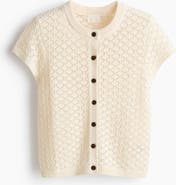 H&M Cap-sleeved Pointelle-knit Cardigan