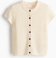 H&M Cap-sleeved Pointelle-knit Cardigan