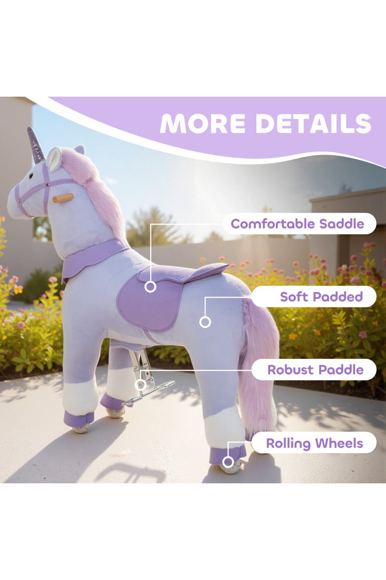 Ride on Unicorn Toy for Kids Plush Baby Rocking Horse Mechanical Walking Animal with Wheels No Batteries Required, Alternate, color, Blue
