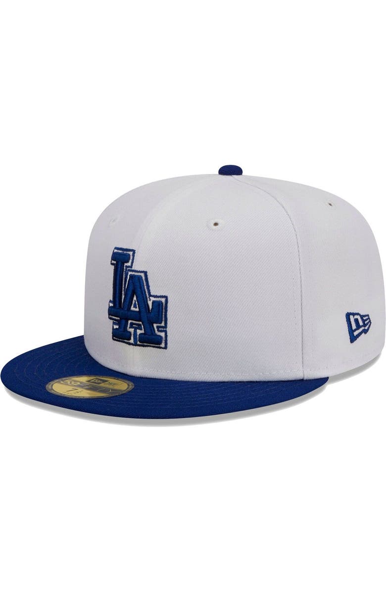 New Era Men's New Era White/Royal Los Angeles Dodgers Optic 59FIFTY Fitted Hat, Main, color, White