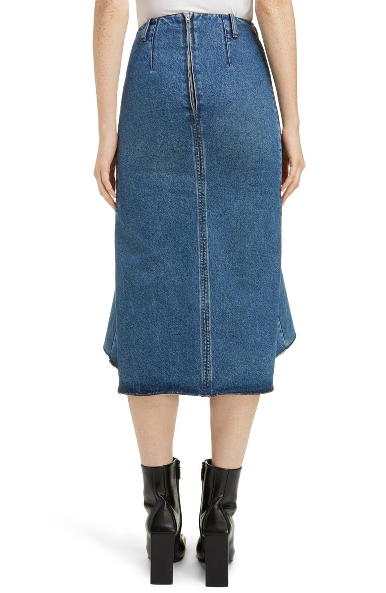 Balenciaga 3D Molded Flare Hem Denim Midi Skirt, Alternate, color,