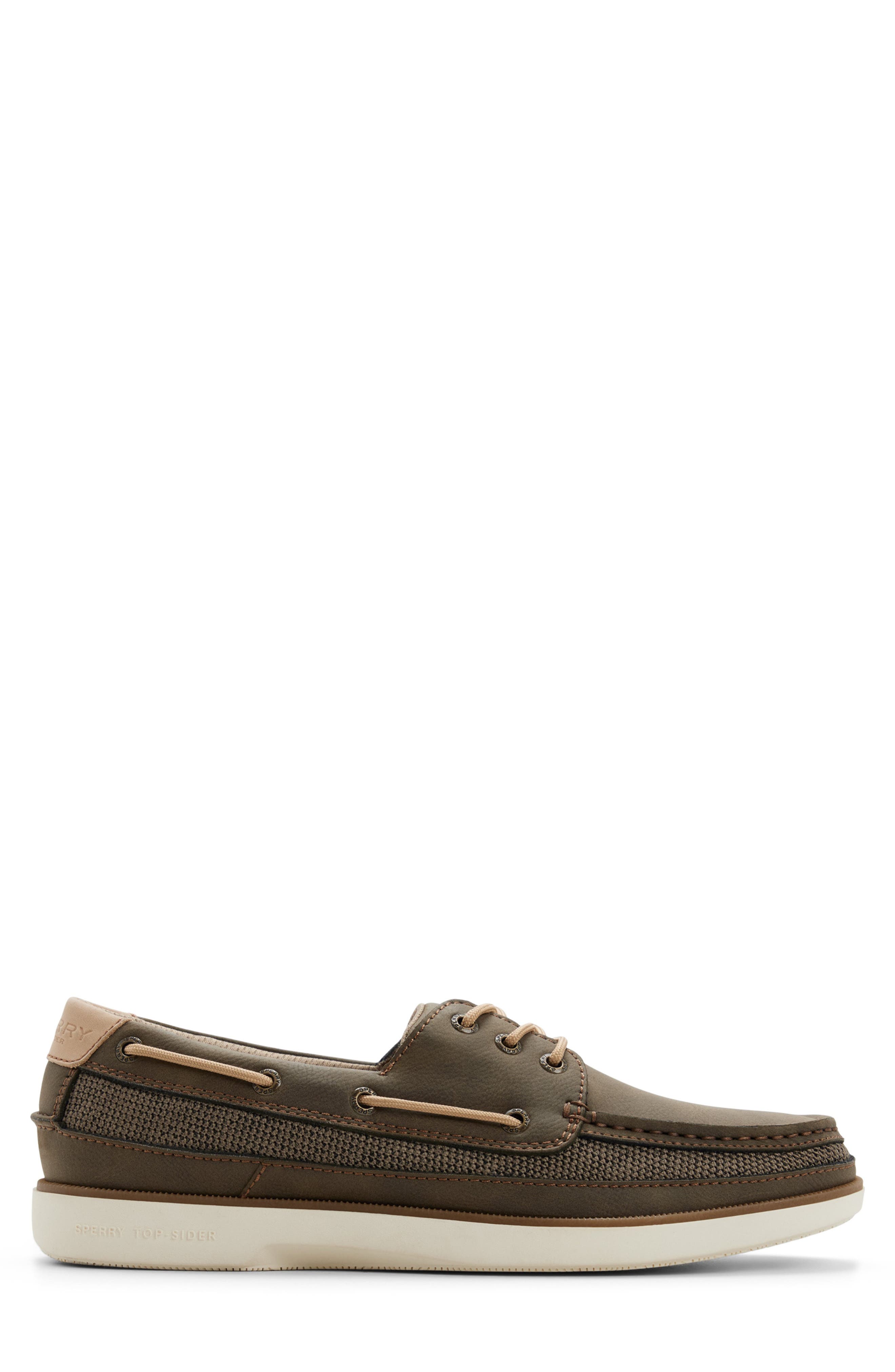 Sperry Hull 3-Eye Boat Shoe, Alternate, color, Olive