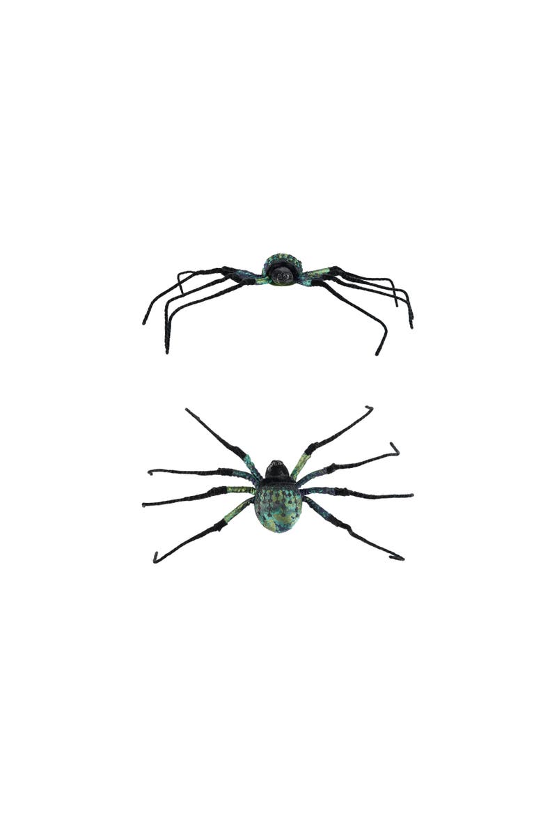 Whimsical Polyfoam Spider Sculpture in Green & Black, Main, color, Green and Black