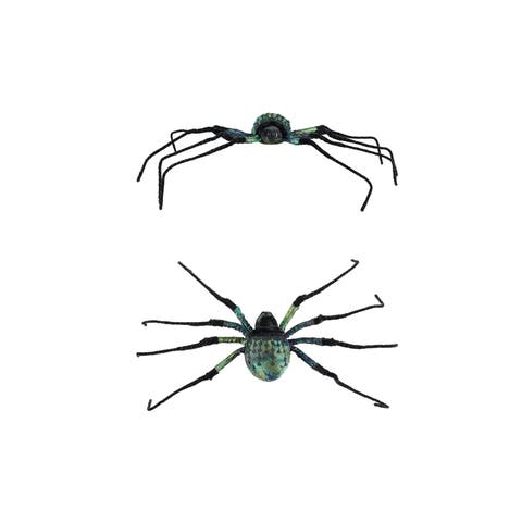 Whimsical Polyfoam Spider Sculpture in Green & Black