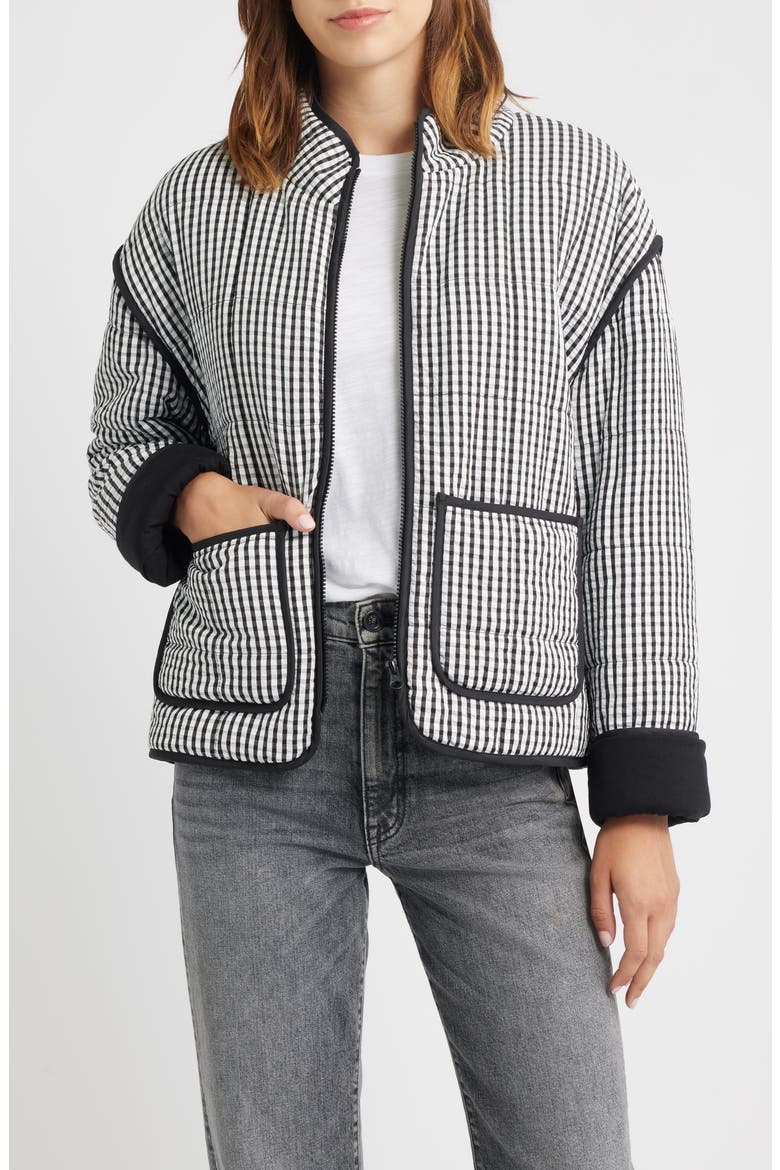 Quilted Jacket, Main, color, BLACK WHITE GINGHAM