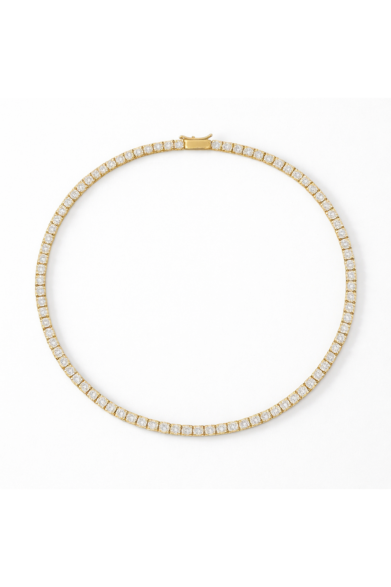 Gold-Tone Round Cut Crystal Tennis Necklace, Main, color, Gold