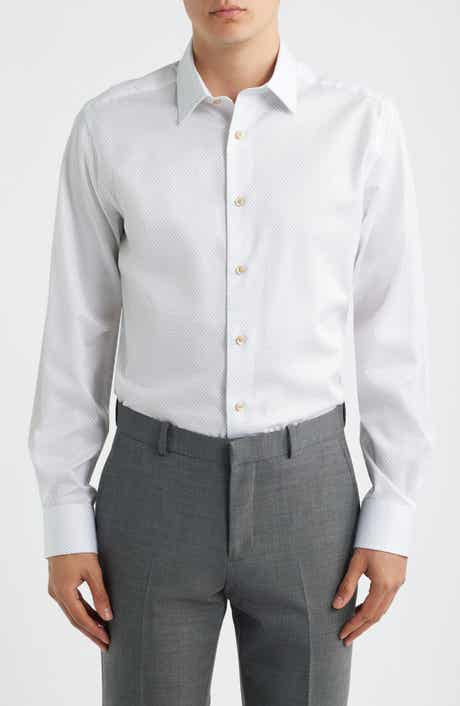 Trim Fit Neat Cotton Twill Dress Shirt