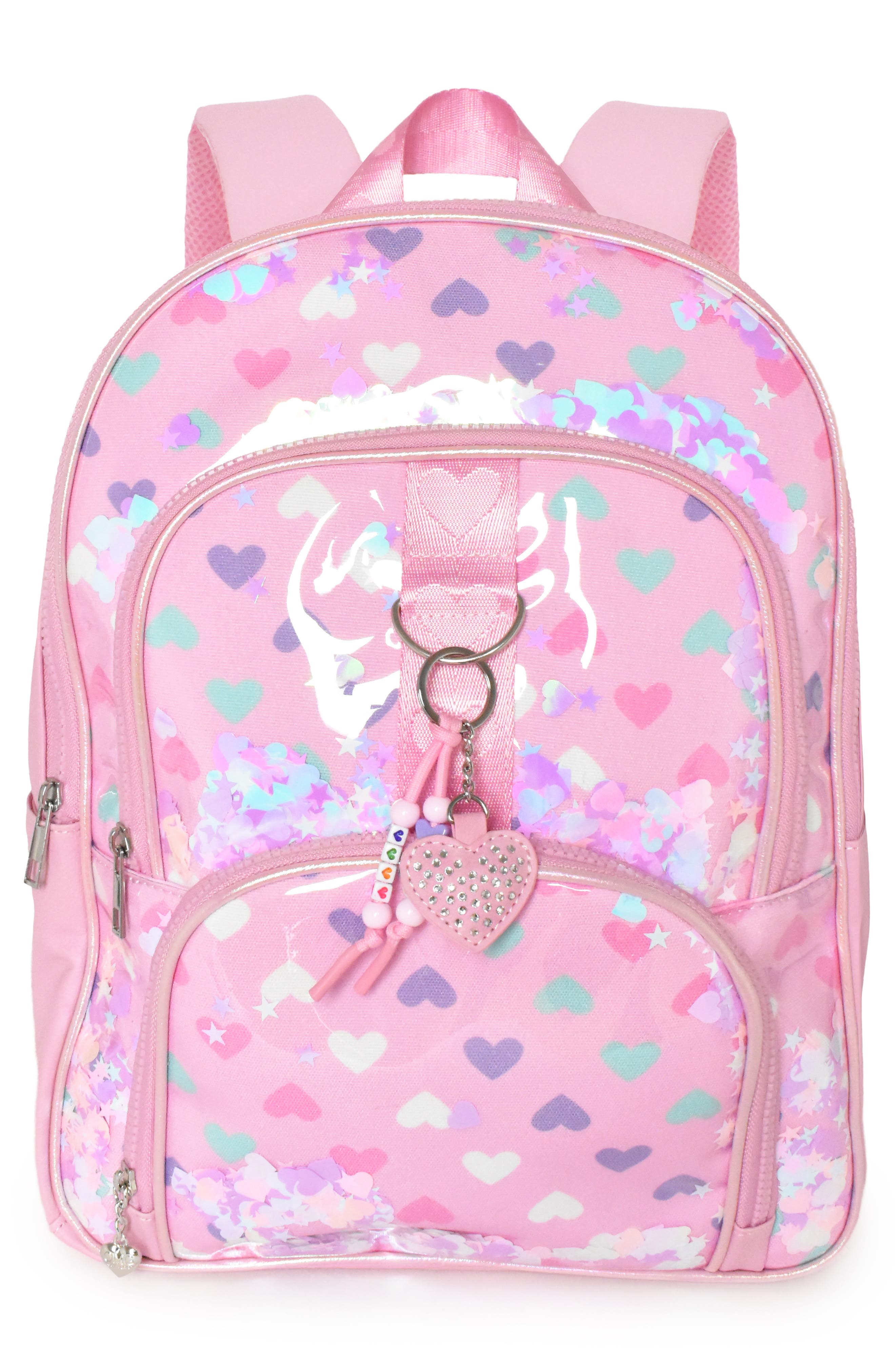 Kids' Heart Confetti Backpack & Lunch Bag Set, Alternate, color, BUBBLE GUM