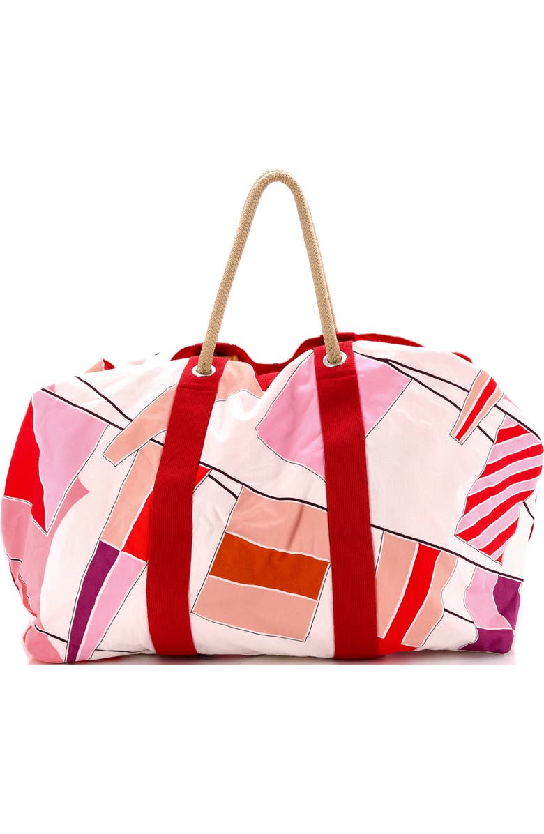 Pre-Owned Hermes Drapeaux Au Vent Bag Printed Canvas Large, Main, color, Red