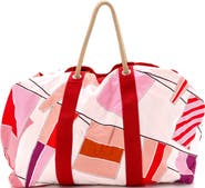 Pre-Owned Hermes Drapeaux Au Vent Bag Printed Canvas Large