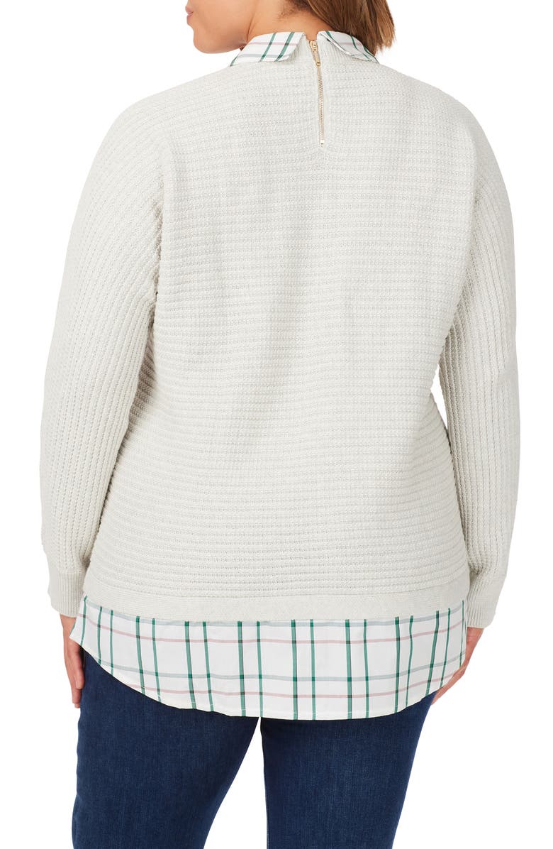 Foxcroft Cotton Layered Sweater, Alternate, color, Ivory Mult