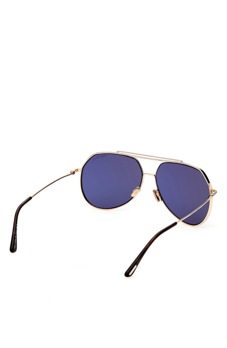 TOM FORD Liam 61mm Navigator Sunglasses, Alternate, color, Shiny Rose Gold / Blue