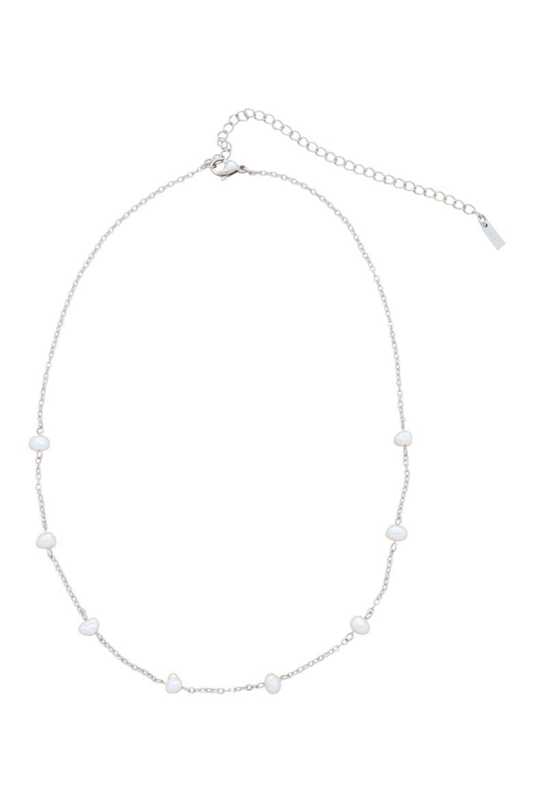 Freshwater Pearl Station Necklace, Main, color, SILVER-WHITE