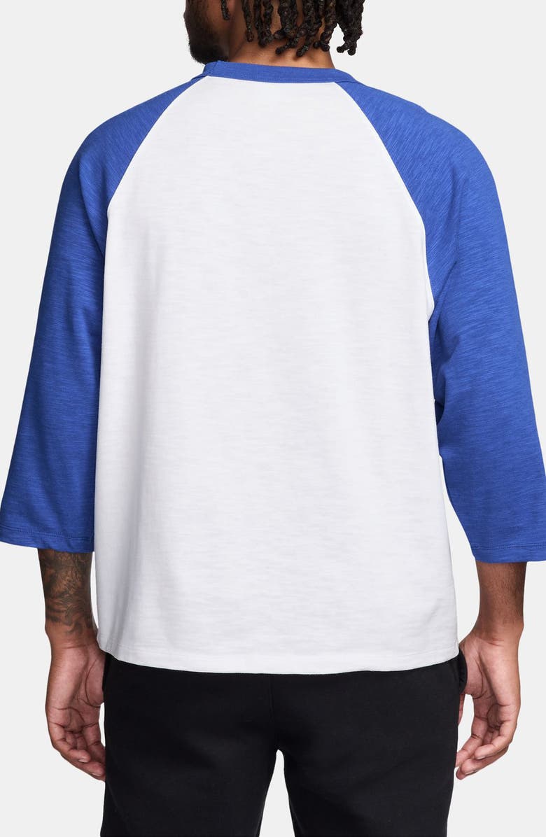 Nike Colorblock Three Quarter Sleeve Cotton T-Shirt, Alternate, color, Game Royal/ White