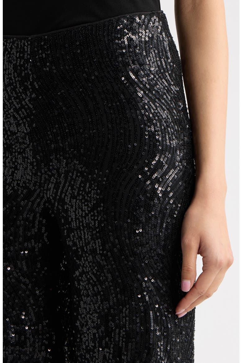 Hollywood Waist Wide Leg Sequin Pants, Alternate, color, ANNE BLACK