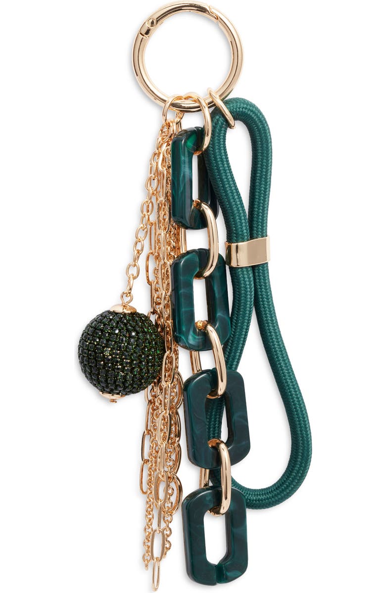 Chelsea28 Crystal Ball & Chain Bag Charm, Main, color, Green Multi- Gold
