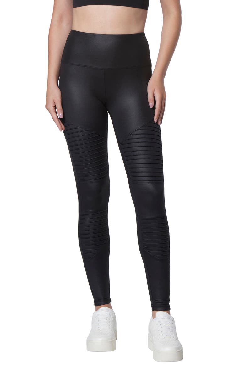 Andrew Marc Sport High Waist Liquid Moto Leggings, Main, color, 