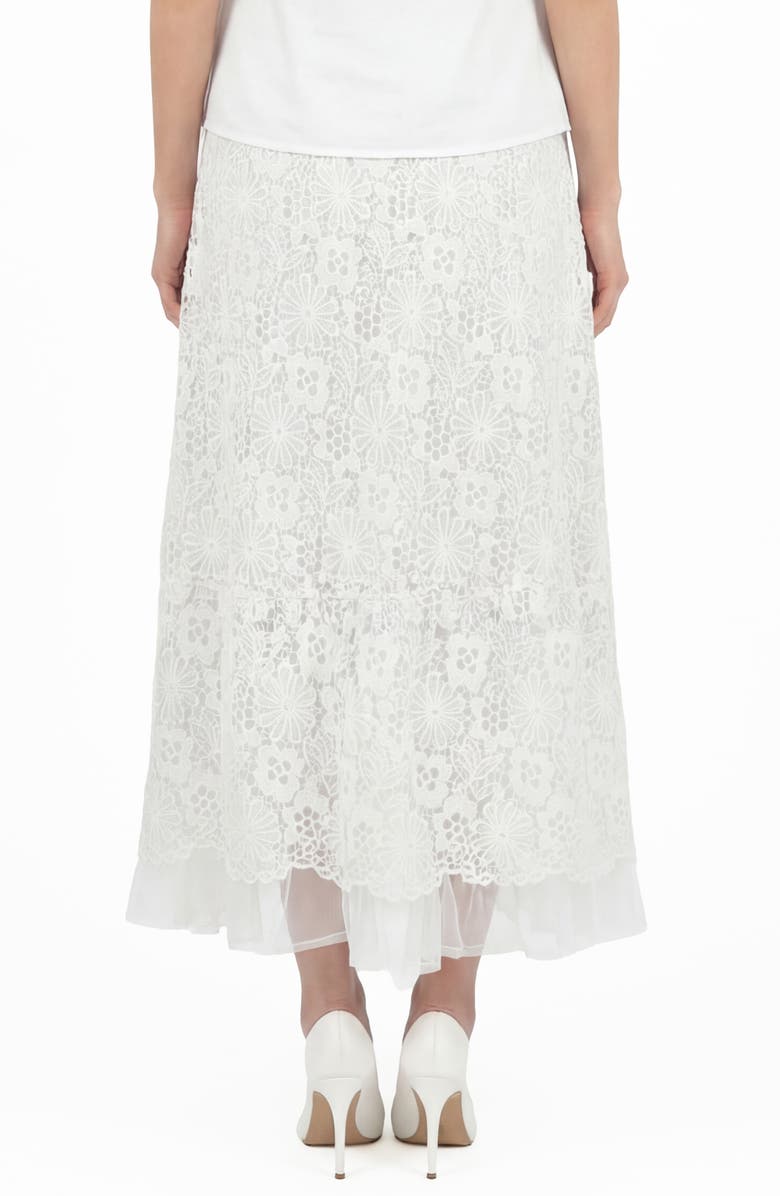 Love By Design Millie Mesh & Lace Midi Skirt, Alternate, color, Cloud Dancer