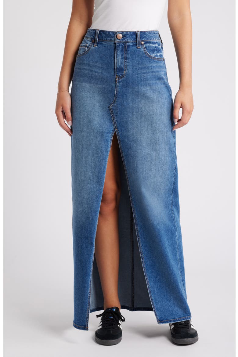 Front Slit Denim Maxi Skirt, Main, color, CHARLIE
