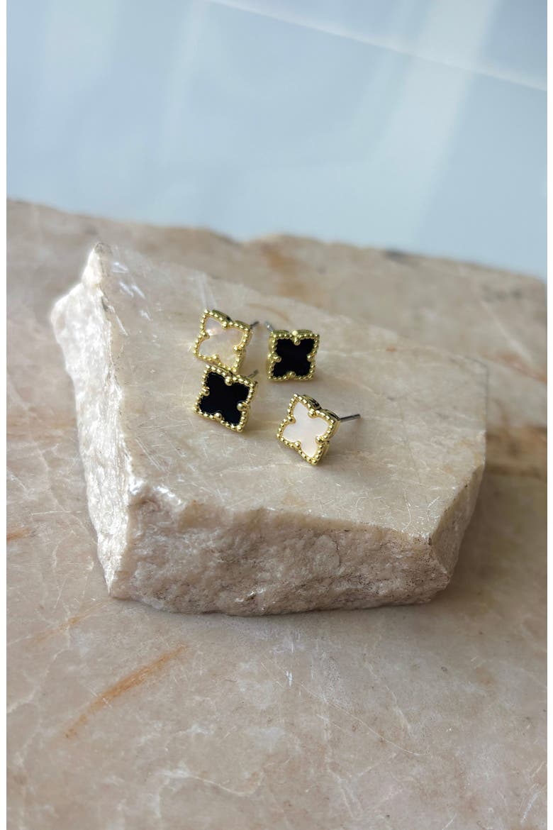 Set of 2 Clover Stud Earrings, Alternate, color, GOLD